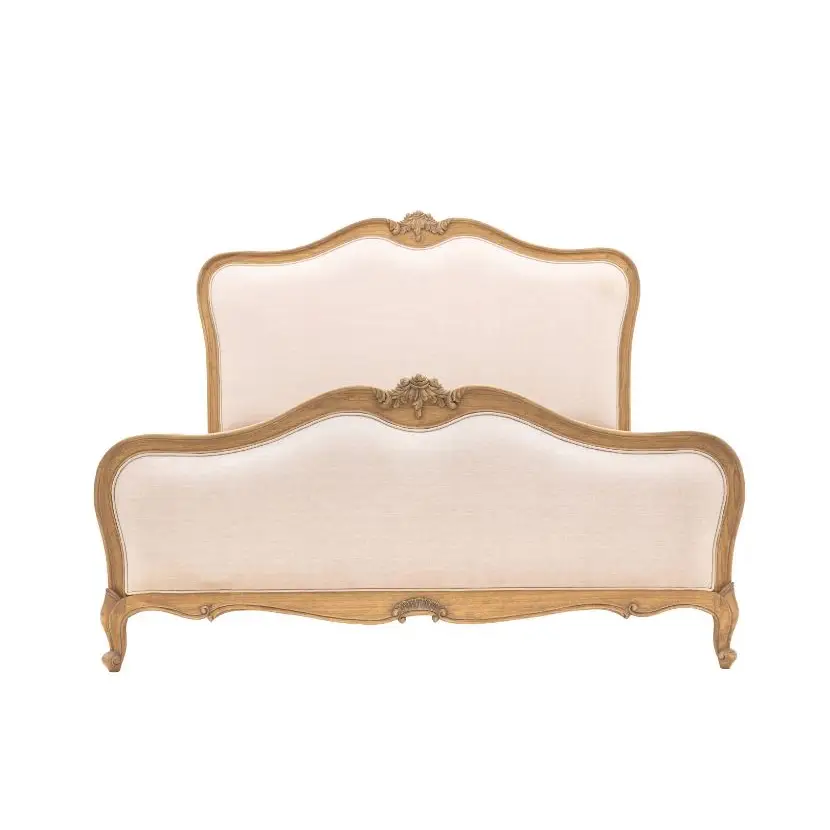 Chic French Carved King Size Bed Weathered - Weathered - Bed frame