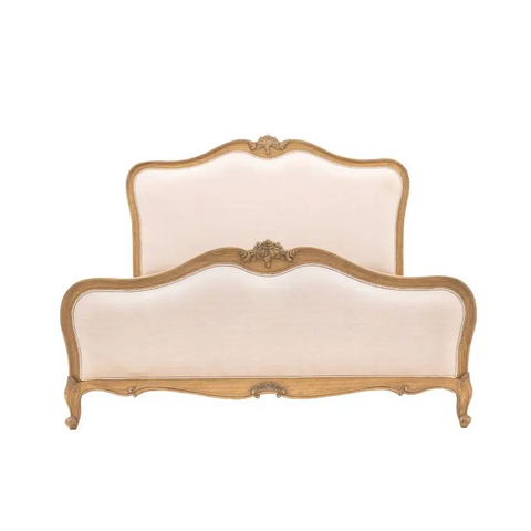 Chic French Carved King Size Bed Weathered - Weathered - Bed frame