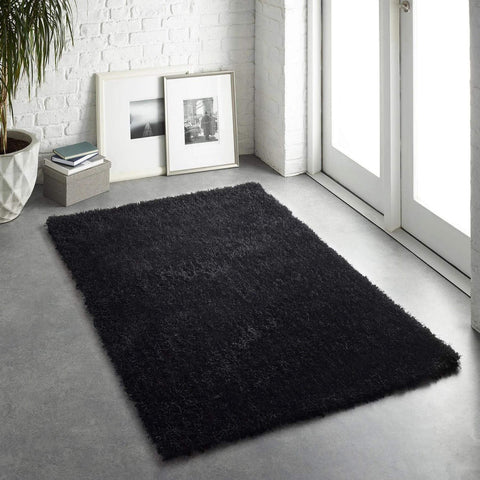 Chicago black shaggy rug with plush textured surface and shaggy black area rug perfect for cozy spaces