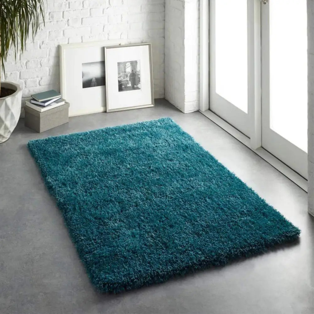 Chicago Dark Teal Shaggy Rug - Rugs