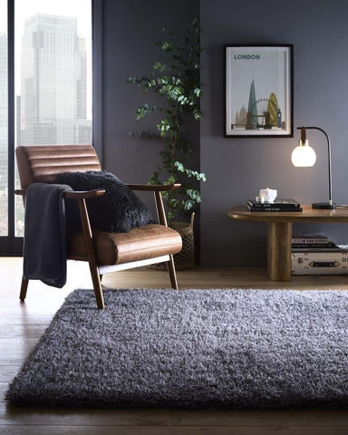A plush chicago grey shaggy rug with a soft textured surface perfect for cozy living spaces