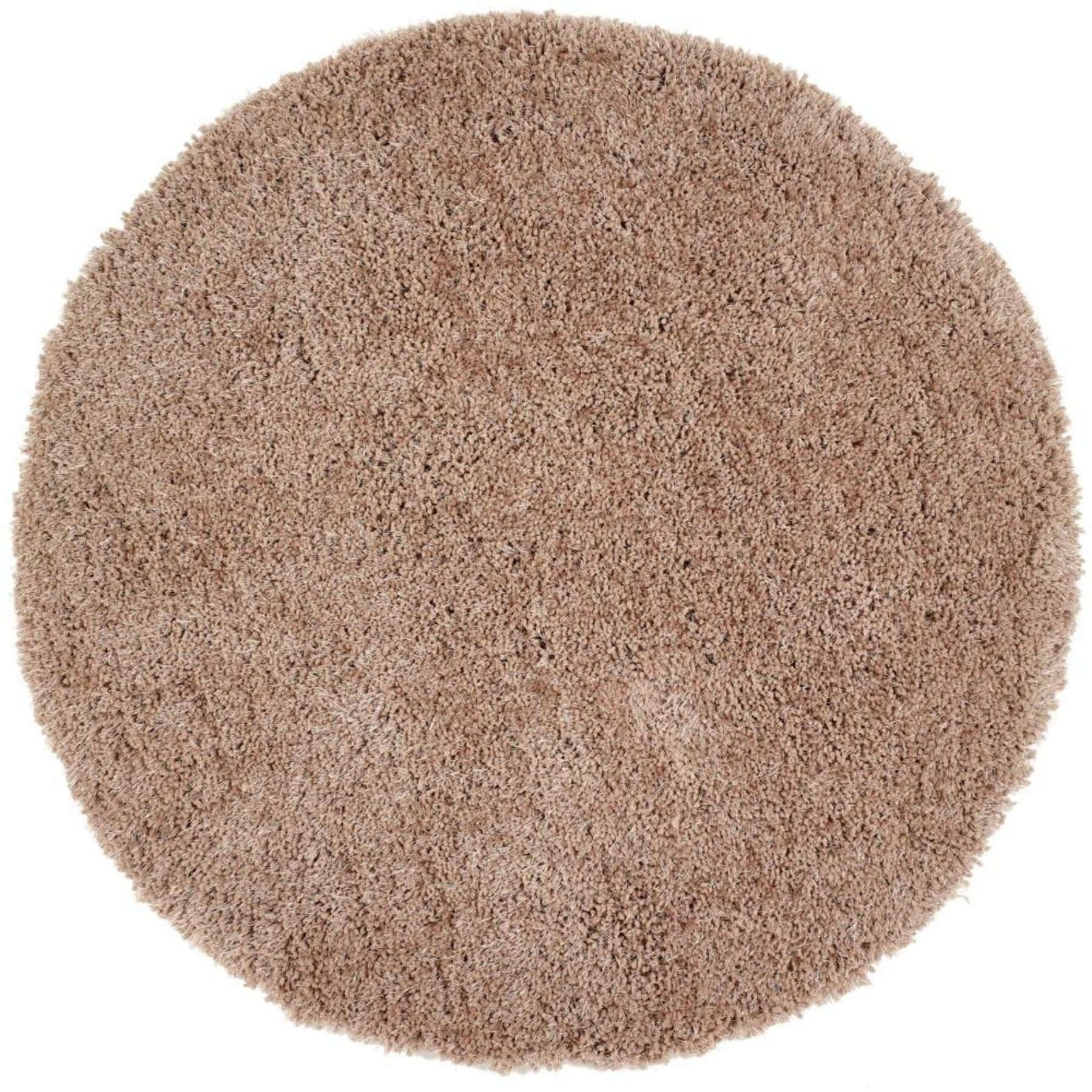 Beige round chicago latte shaggy rug with plush soft texture perfect for cozy home decor