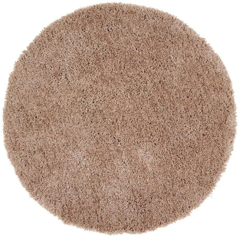 Beige round chicago latte shaggy rug with plush soft texture perfect for cozy home decor