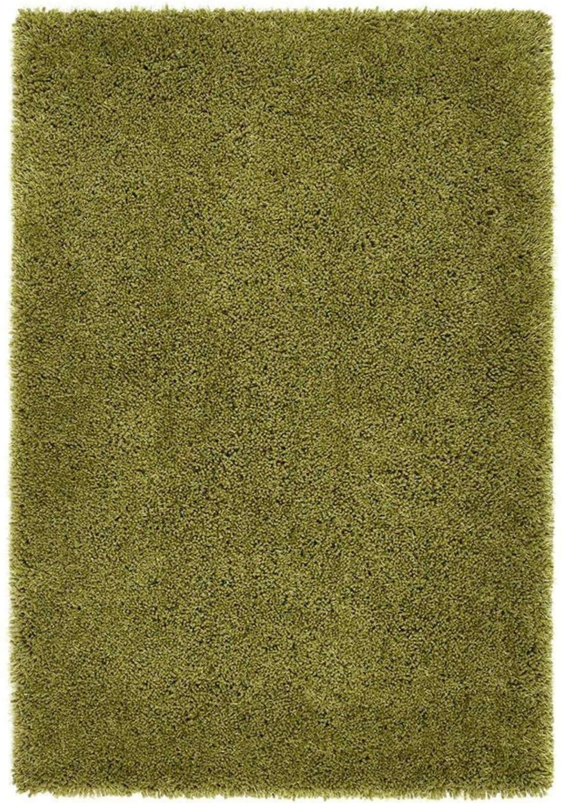 Olive green shaggy chicago rug with plush textured surface and evenly fringed edges for cozy living spaces