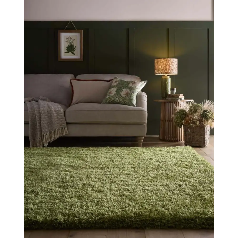 Chicago Olive Green Shaggy Rug - Rugs