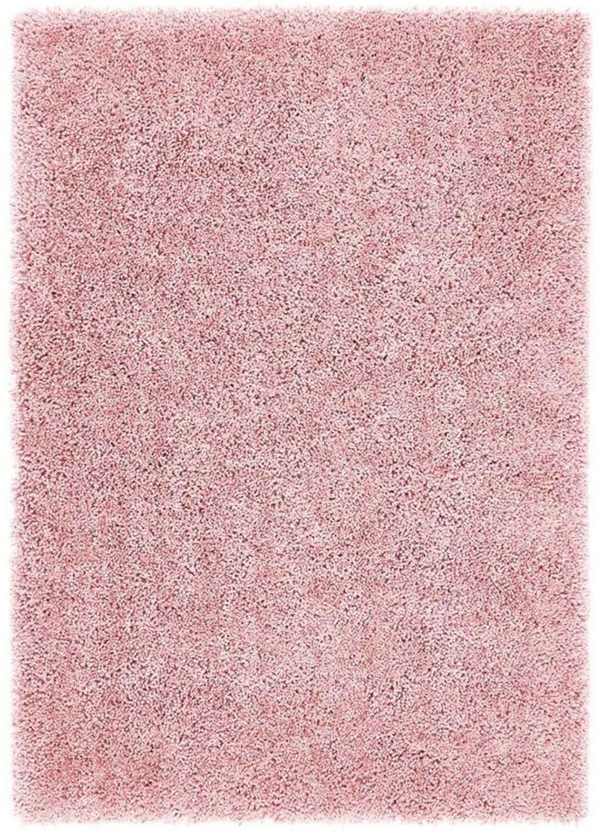 A plush chicago pink shaggy rug with soft pink shaggy texture and slightly matted edges perfect for cozy spaces