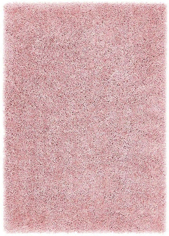 A plush chicago pink shaggy rug with soft pink shaggy texture and slightly matted edges perfect for cozy spaces