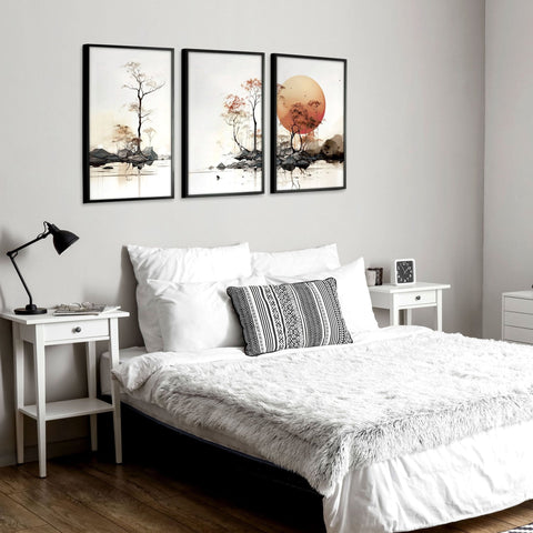 Chinese Wall Art | Set of 3 Asian Inspired Wall art Prints