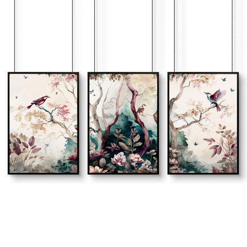 Bathroom Wall decoration | set of 3 Chinoiserie wall prints