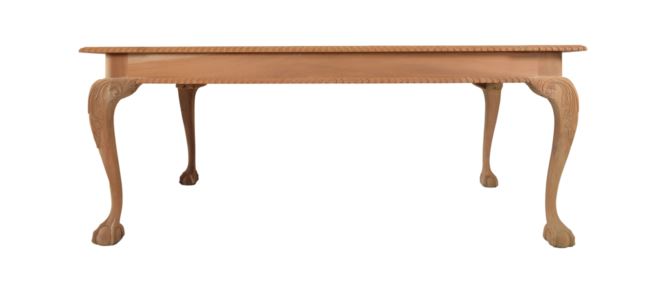 Light oak chippendale oblong dining table with hand made carved cabriole legs and smooth polished finish