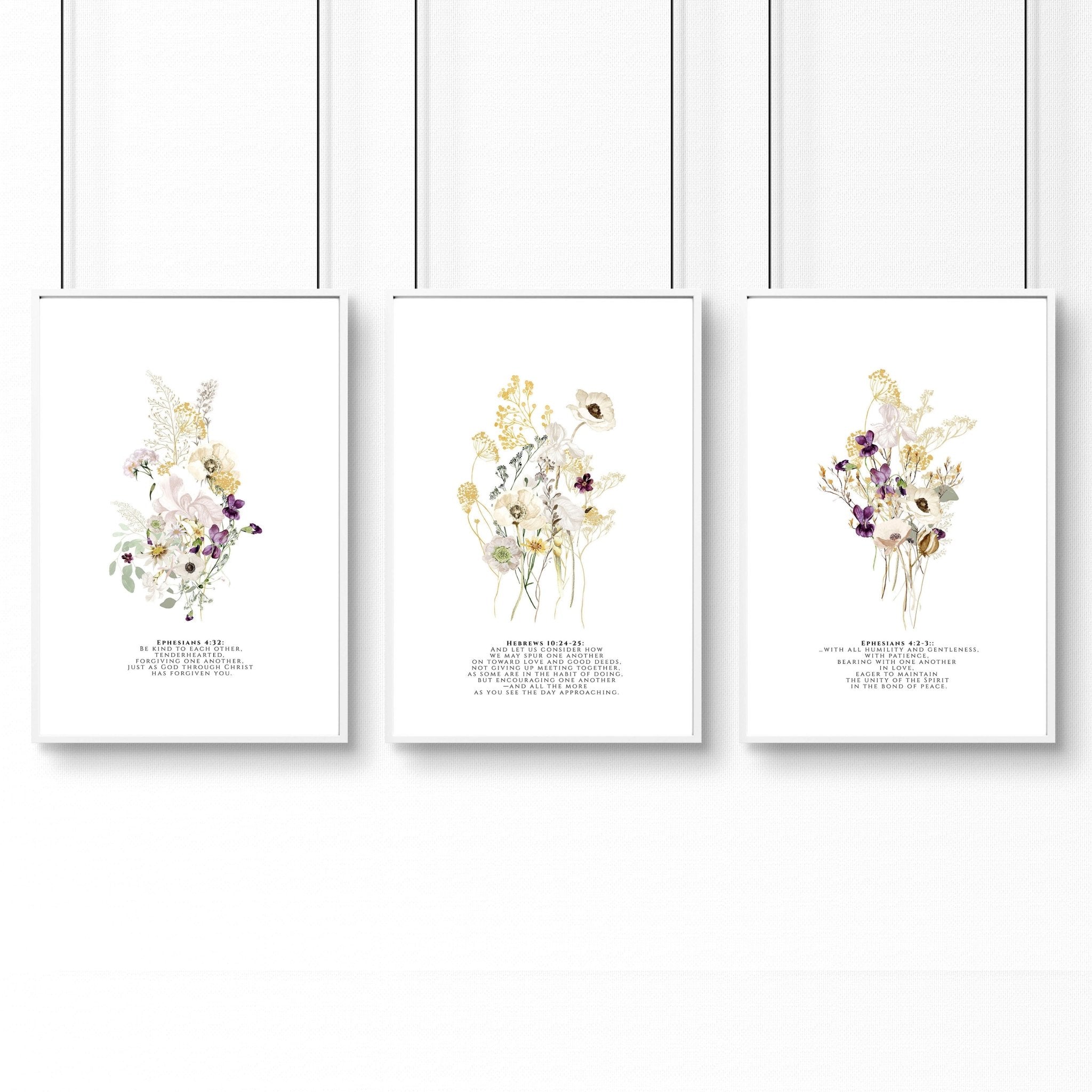 Christian art modern for bedroom | set of 3 wall art prints