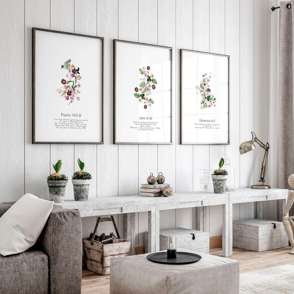 Large art for living room | set of 3 Christian wall art prints