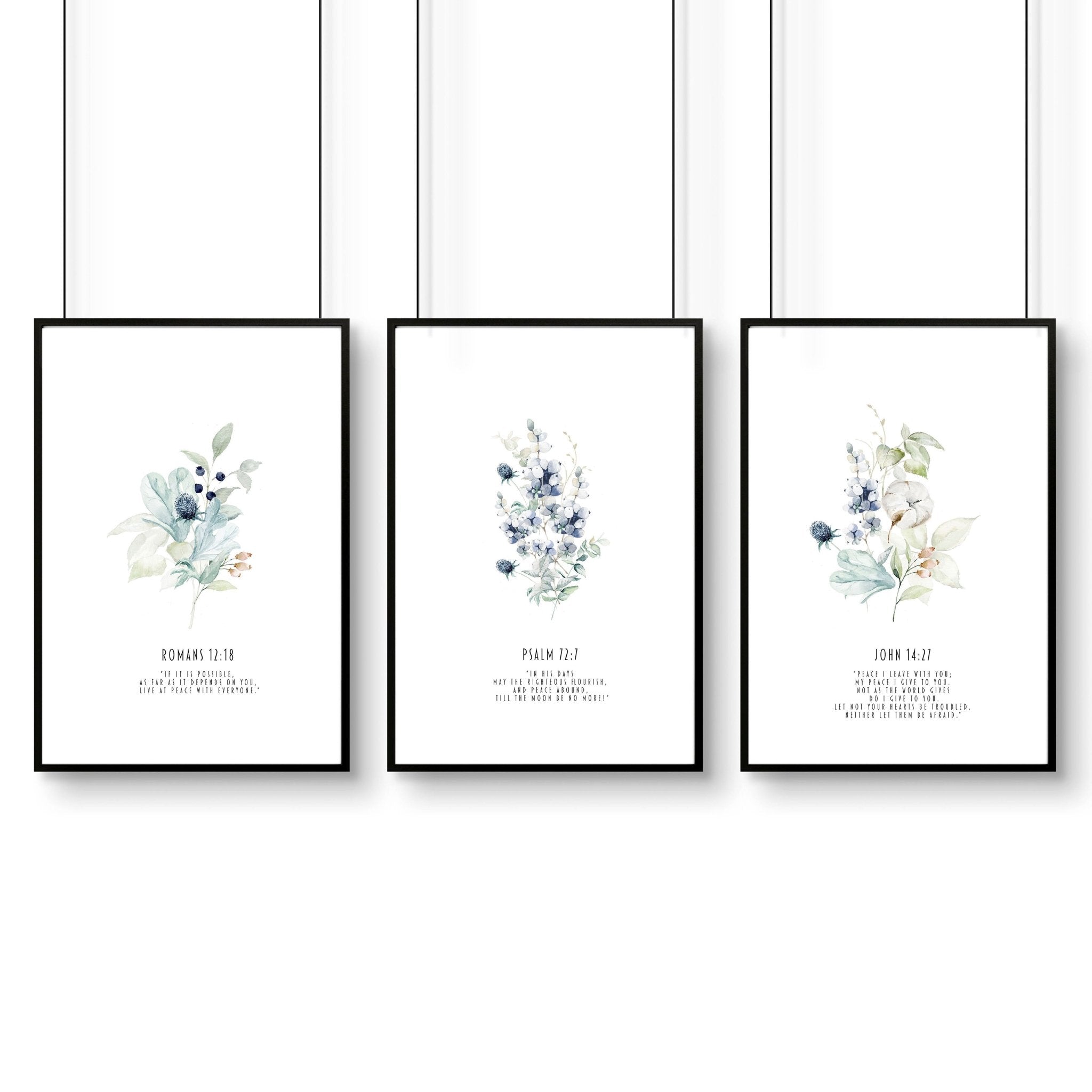 Christian religious wall art | set of 3 prints for bedroom walls