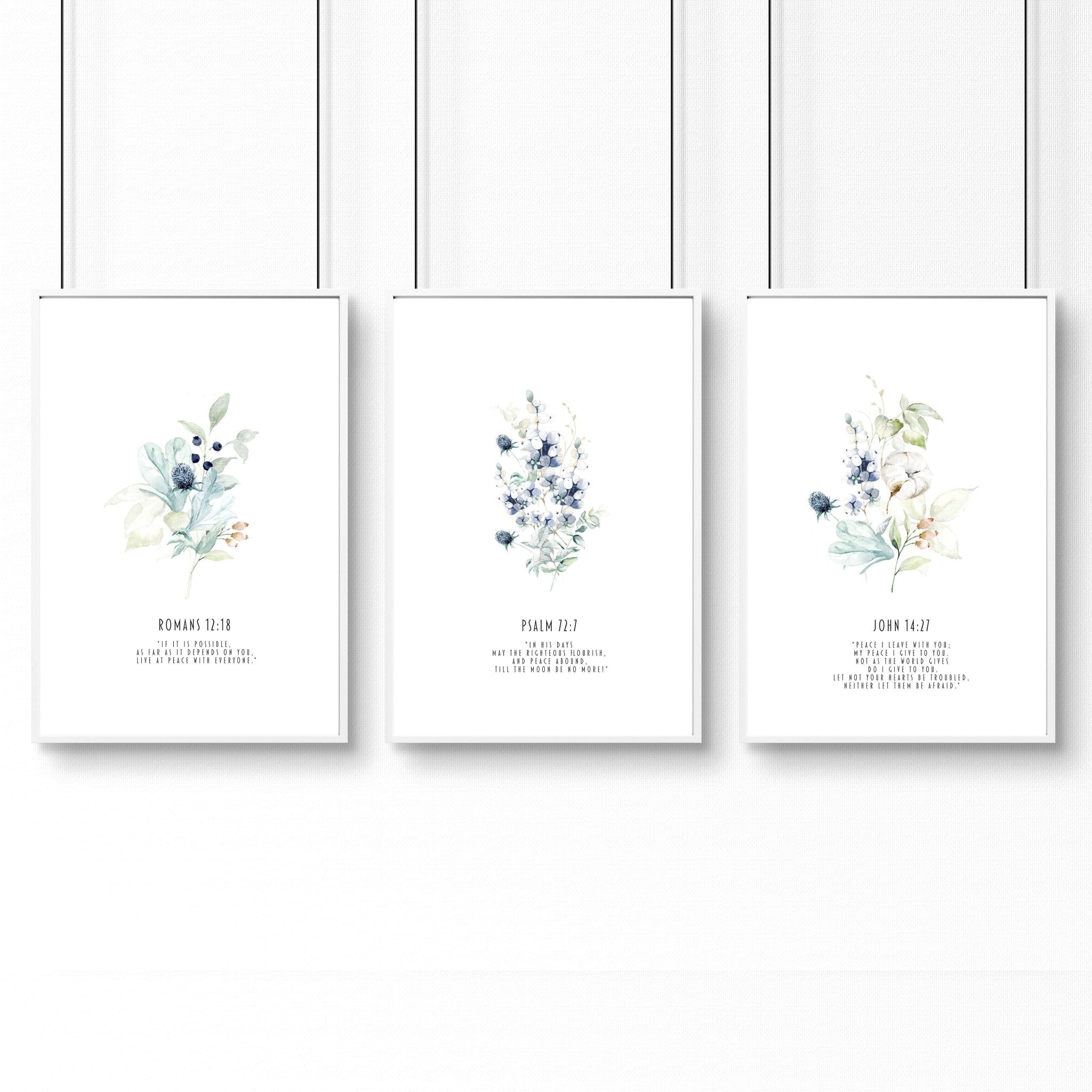 Christian religious wall art | set of 3 prints for bedroom walls
