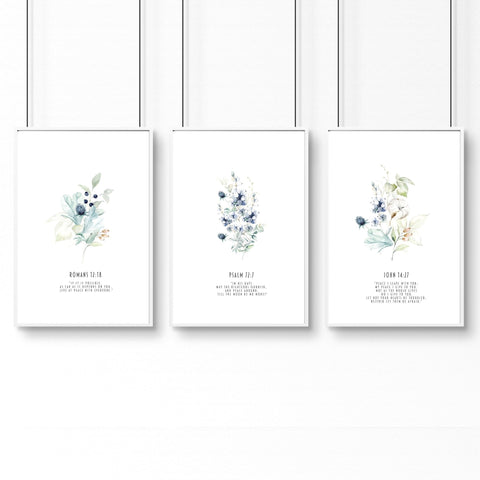 Christian religious wall art | set of 3 prints for bedroom walls