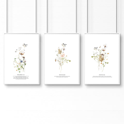 Set of 3 pictures for hallway | set of 3 Christian wall art prints