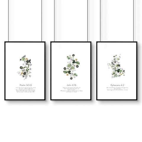Bible wall art for bedroom | set of 3 wall art prints