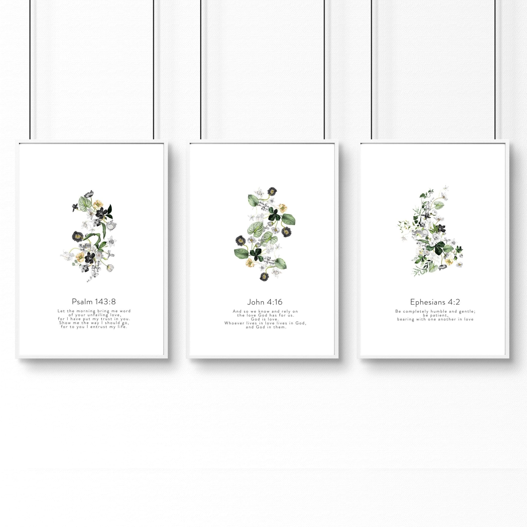 Bible wall art for bedroom | set of 3 wall art prints