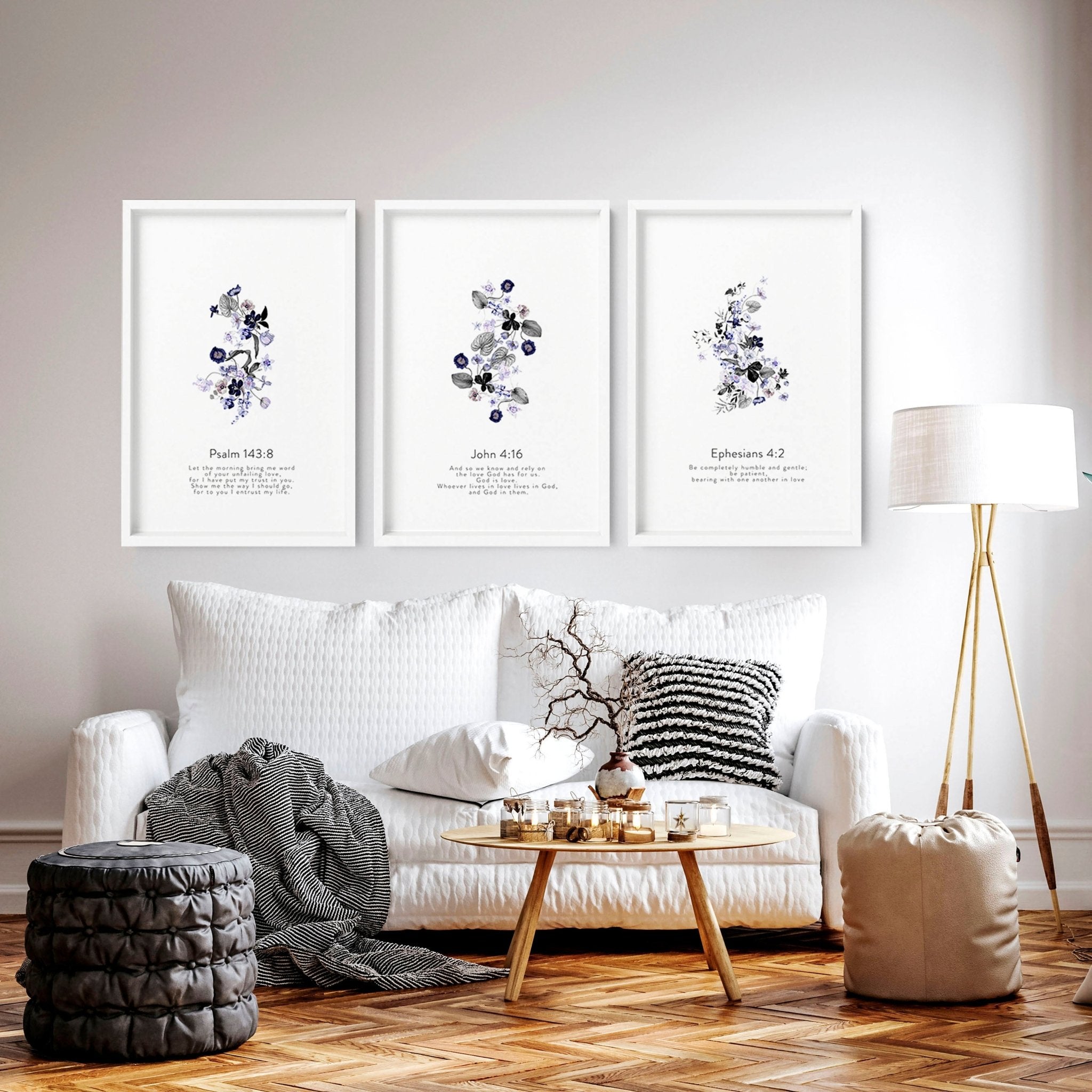 Christianity pictures wall art for living room | set of 3 wall art prints