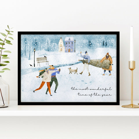 Cute Christmas decor wall art print