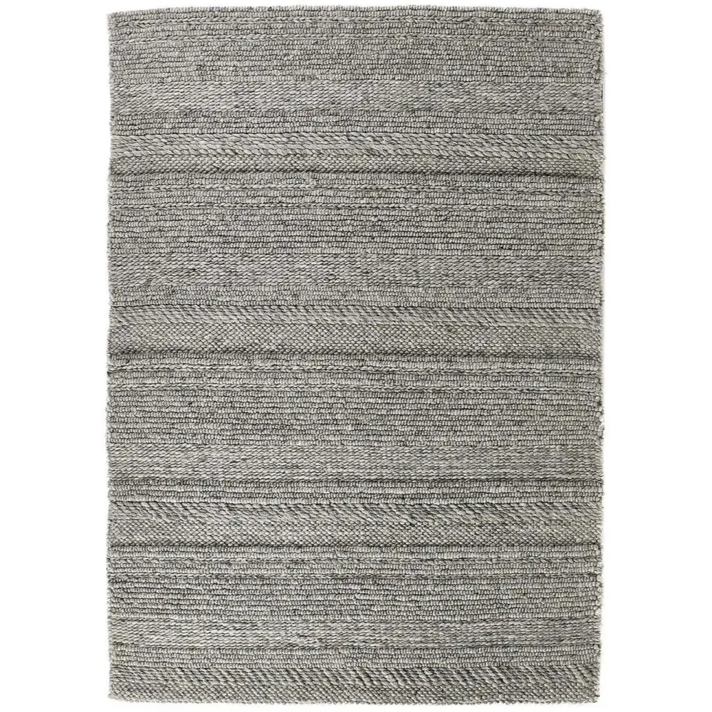 Chunky Natural/Grey Knitted Rug - 80X150 cm - Rugs