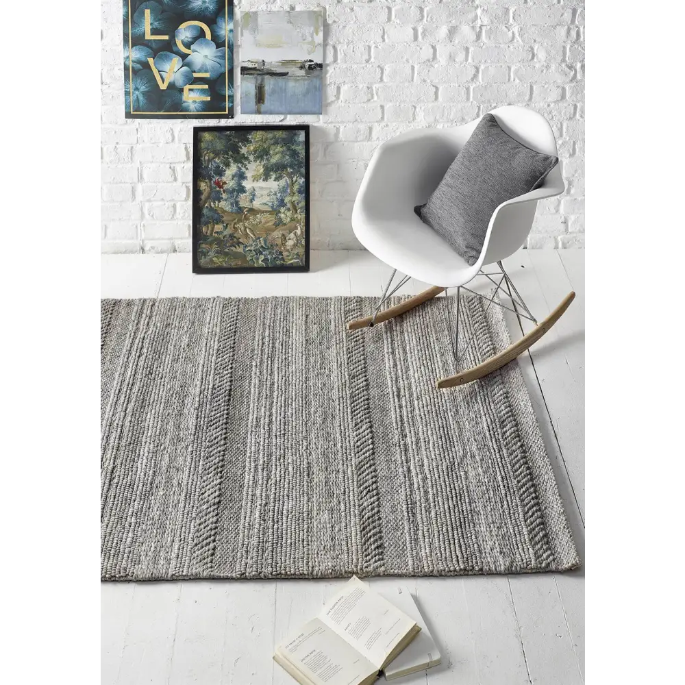 Chunky Natural/Grey Knitted Rug - Rugs