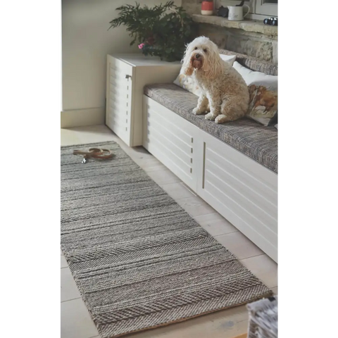 Chunky Natural/Grey Knitted Rug - Rugs