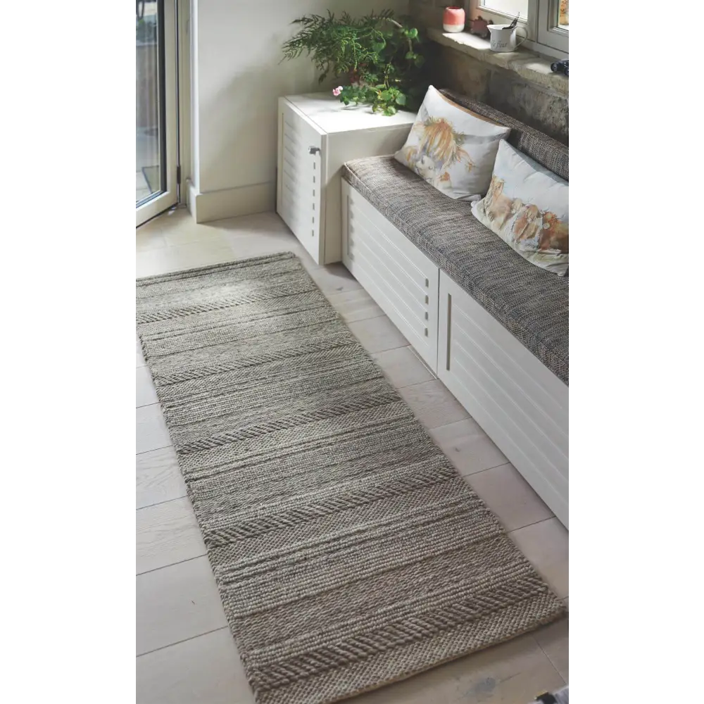 Chunky Natural/Grey Knitted Rug - Rugs