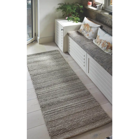 Chunky Natural/Grey Knitted Rug - Rugs