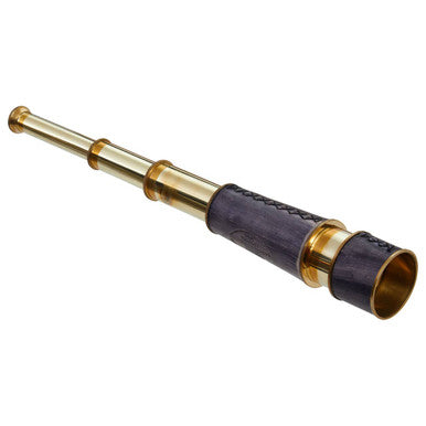 Churchill Brass and Black Leather Effect Tapered Telescope