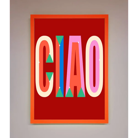 CIAO Framed Wall Art - A3 (29.7 x 42 cm) / Neon Orange - Framed Print