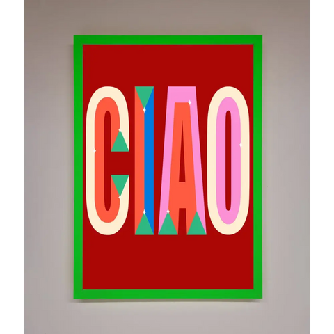 CIAO Framed Wall Art - B0 (100 x 141 cm) / Neon Dark Green - Framed Print