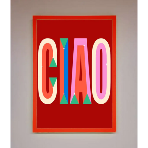 CIAO Framed Wall Art - B0 (100 x 141 cm) / Neon Red - Framed Print