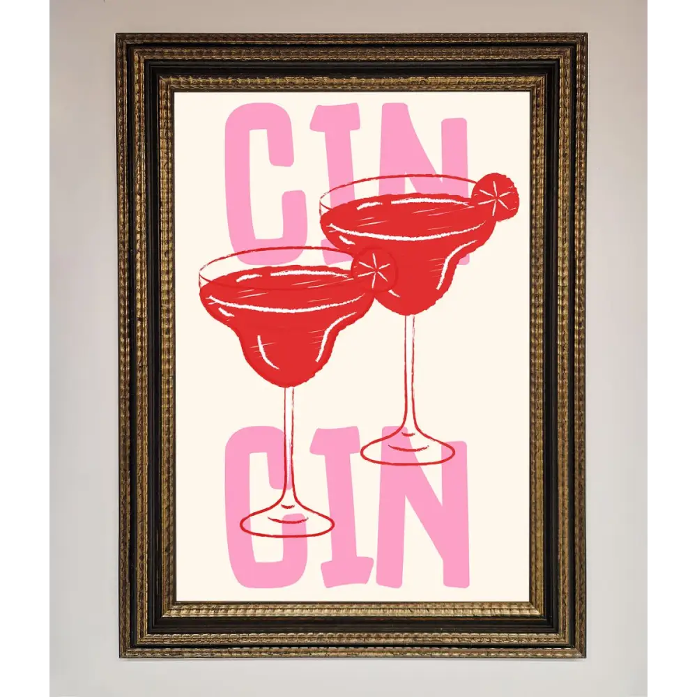 Cin Cin Framed Print - A3 (29.7 x 42 cm) / Ornate Gold Black - Framed Print