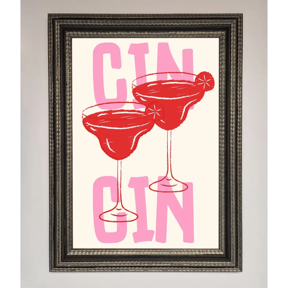 Cin Cin Framed Print - A3 (29.7 x 42 cm) / Ornate Silver Black - Framed Print