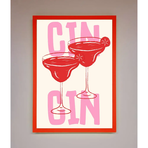 Cin Cin Framed Print - B0 (100 x 141 cm) / Neon Red - Framed Print