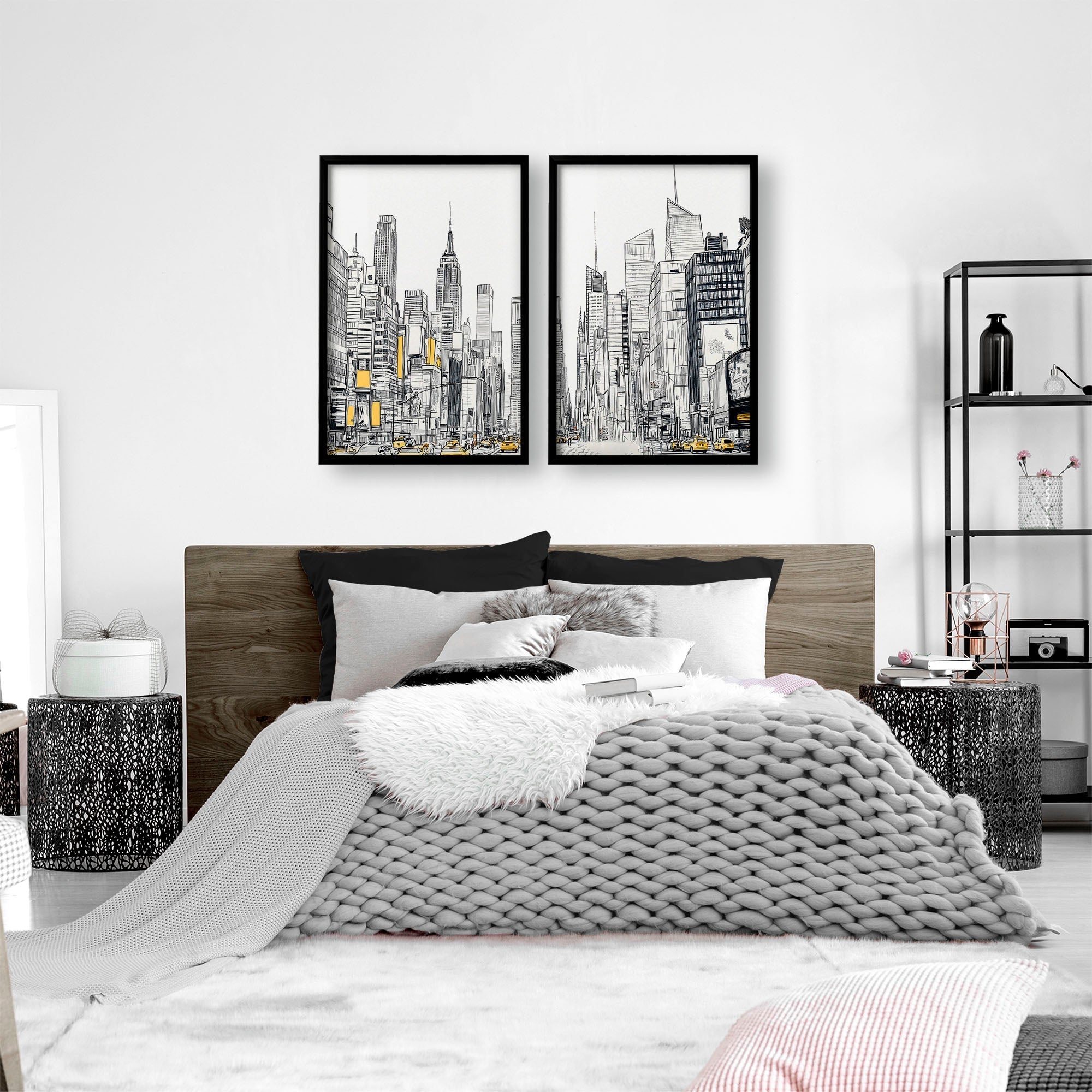 City Prints Wall Art | Set of 2 Urban Skyscrapers Wall art Prints