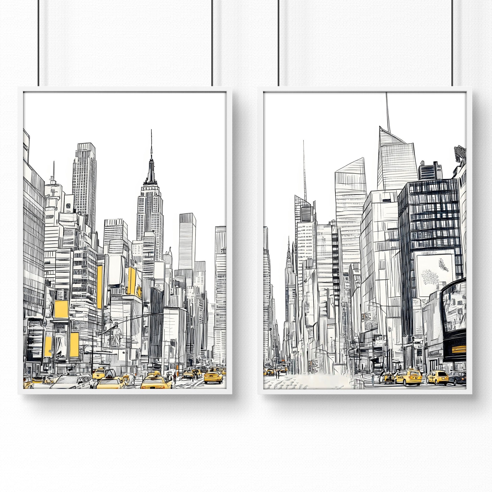 City Prints Wall Art | Set of 2 Urban Skyscrapers Wall art Prints