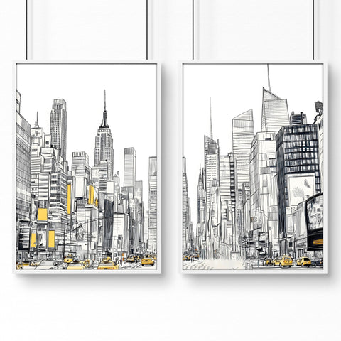 City Prints Wall Art | Set of 2 Urban Skyscrapers Wall art Prints