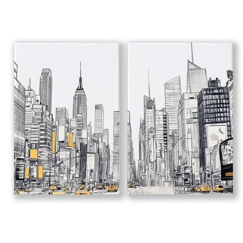 City Prints Wall Art | Set of 2 Urban Skyscrapers Wall art Prints