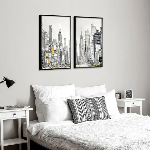City Prints Wall Art | Set of 2 Urban Skyscrapers Wall art Prints