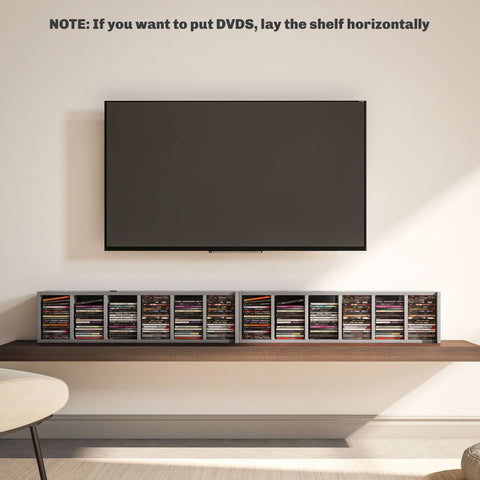 HOMCOM Set of 2 CD Media Display Shelf Unit Tower Rack with Adjustable Shelves, High Gloss Grey