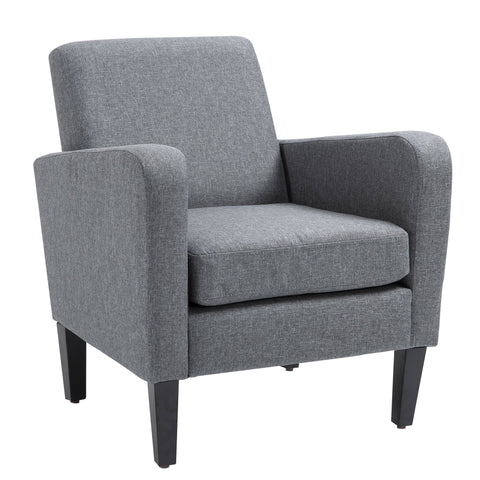 HOMCOM Modern Accent Chair, Occasional Chair with Rubber Wood Legs for Living Room, Bedroom, Grey
