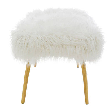 Clarence Fur Effect Bench with Gold Legs