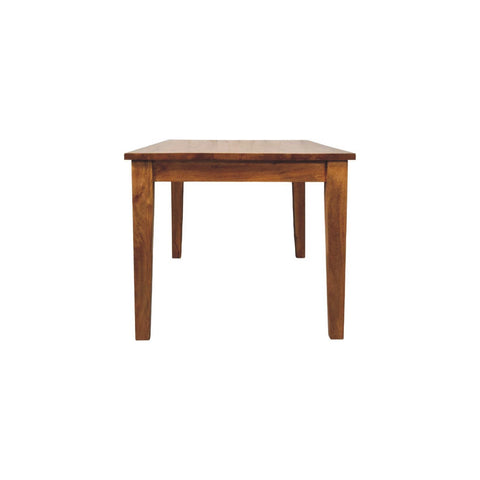 Classic golden teak solid wood dining table with warm medium brown finish and clean straight legs wood dining table
