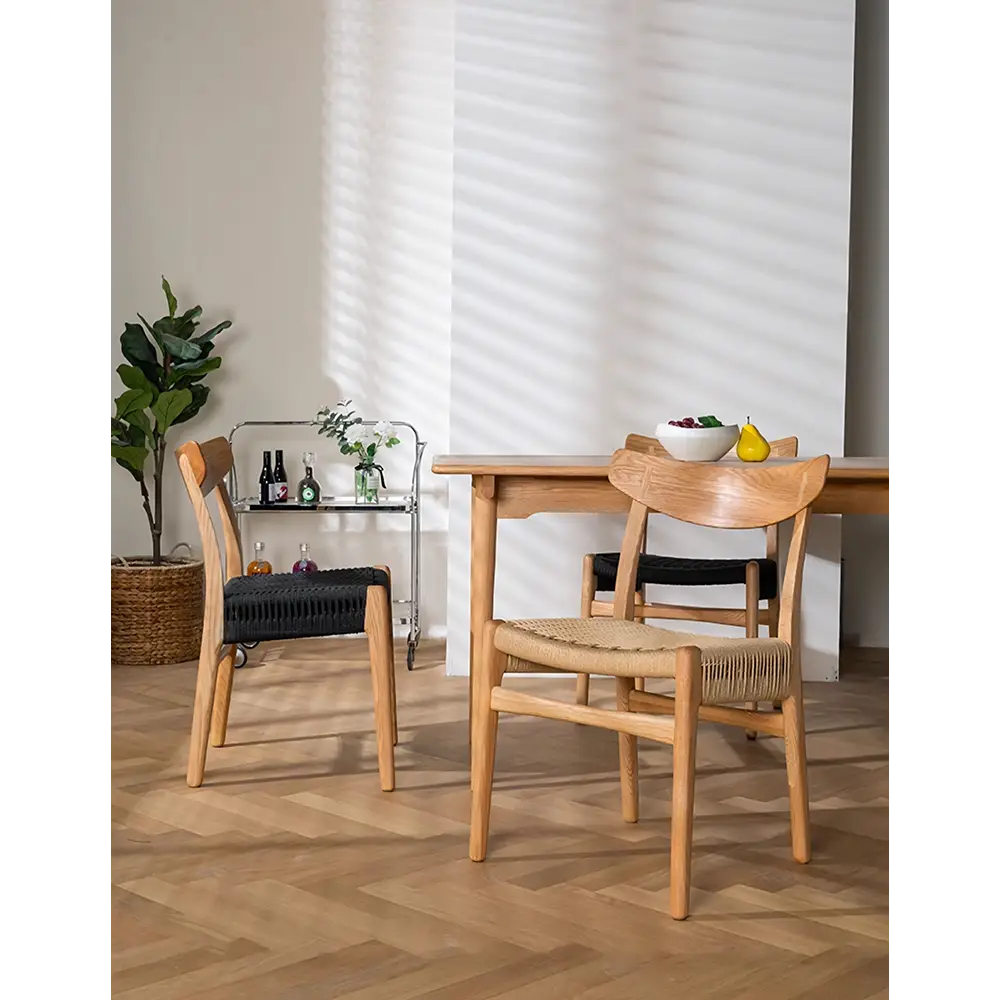 Classic Hans W CH01 Rattan Dining Chair Light Oak