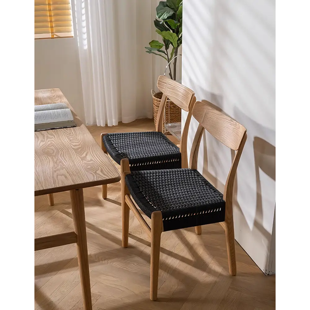 Classic Hans W CH01 Rattan Dining Chair Light Oak