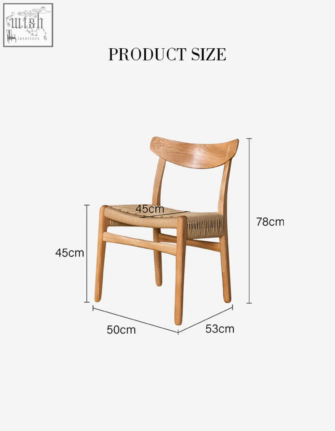 Light oak ch01 rattan dining chair with light wood frame, woven seat, and curved backrest for dining rooms