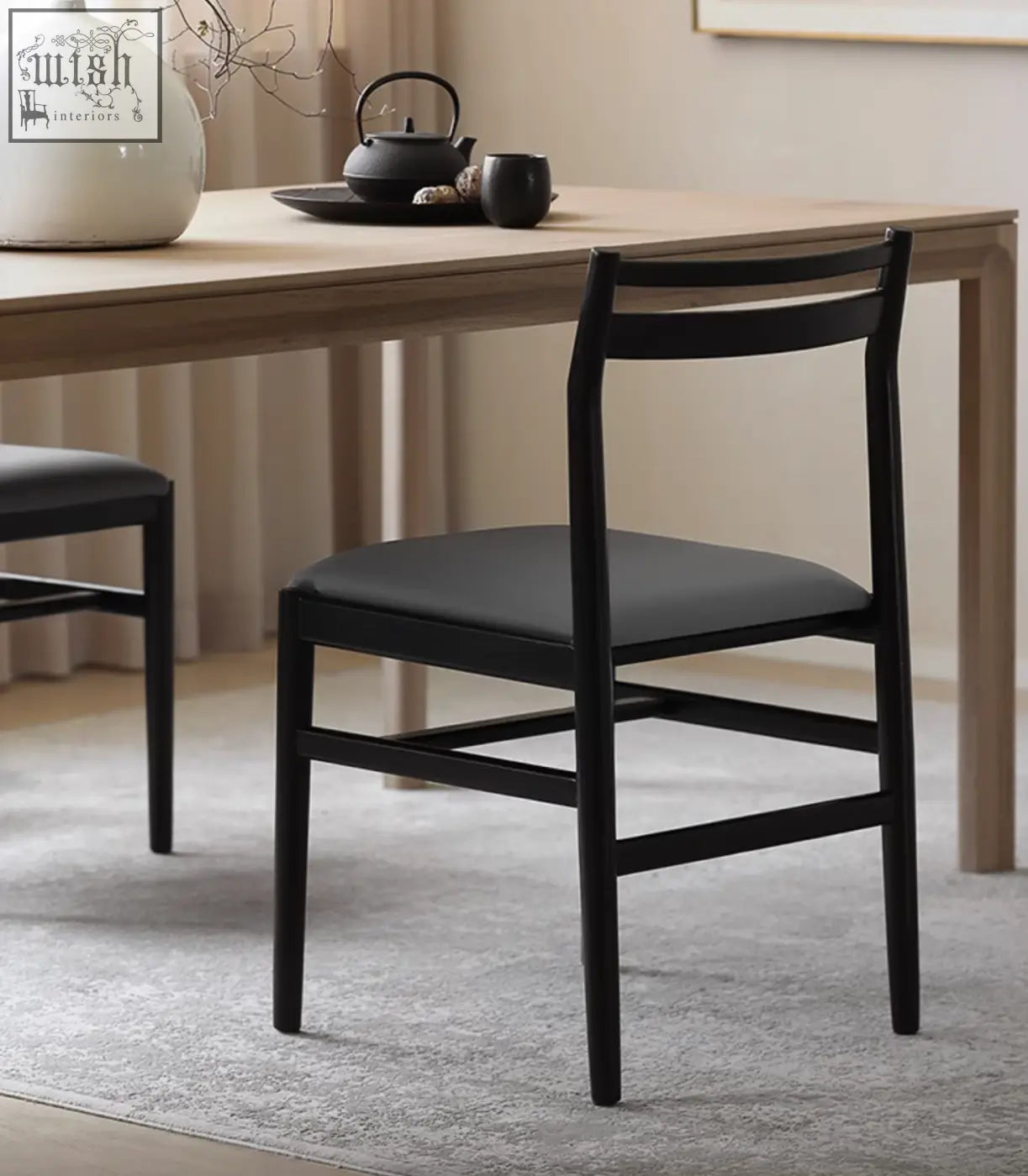 Black wooden itao dining chair with oak upholstered seat perfect for classic itao dining setups