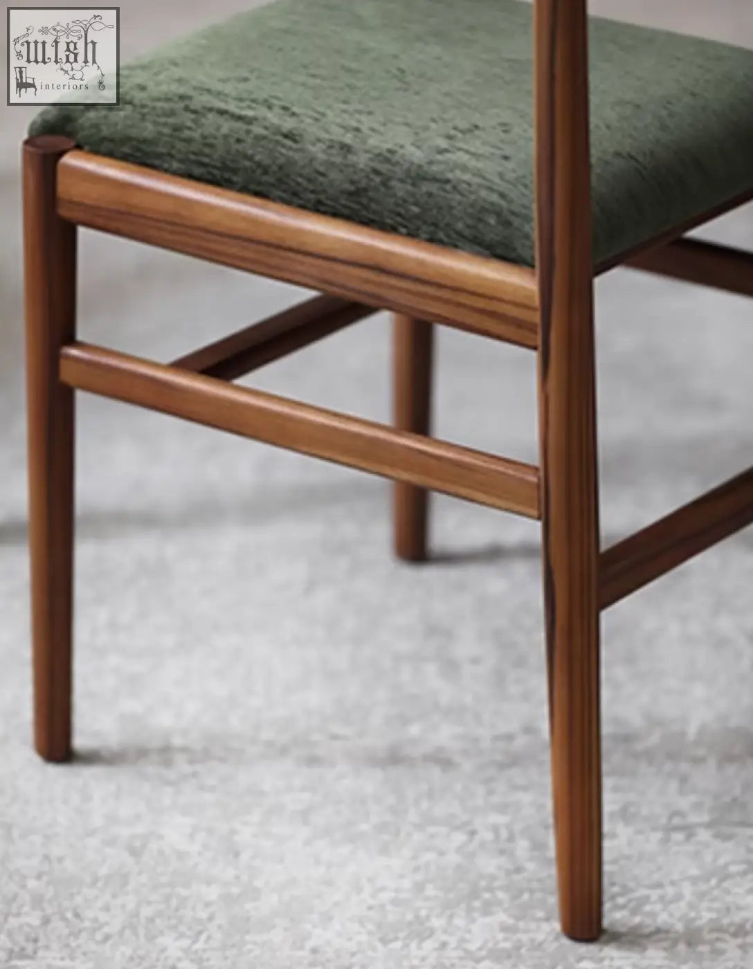 Classic itao dining chair with green upholstered seat and polished oak legs perfect as a stylish dining chair